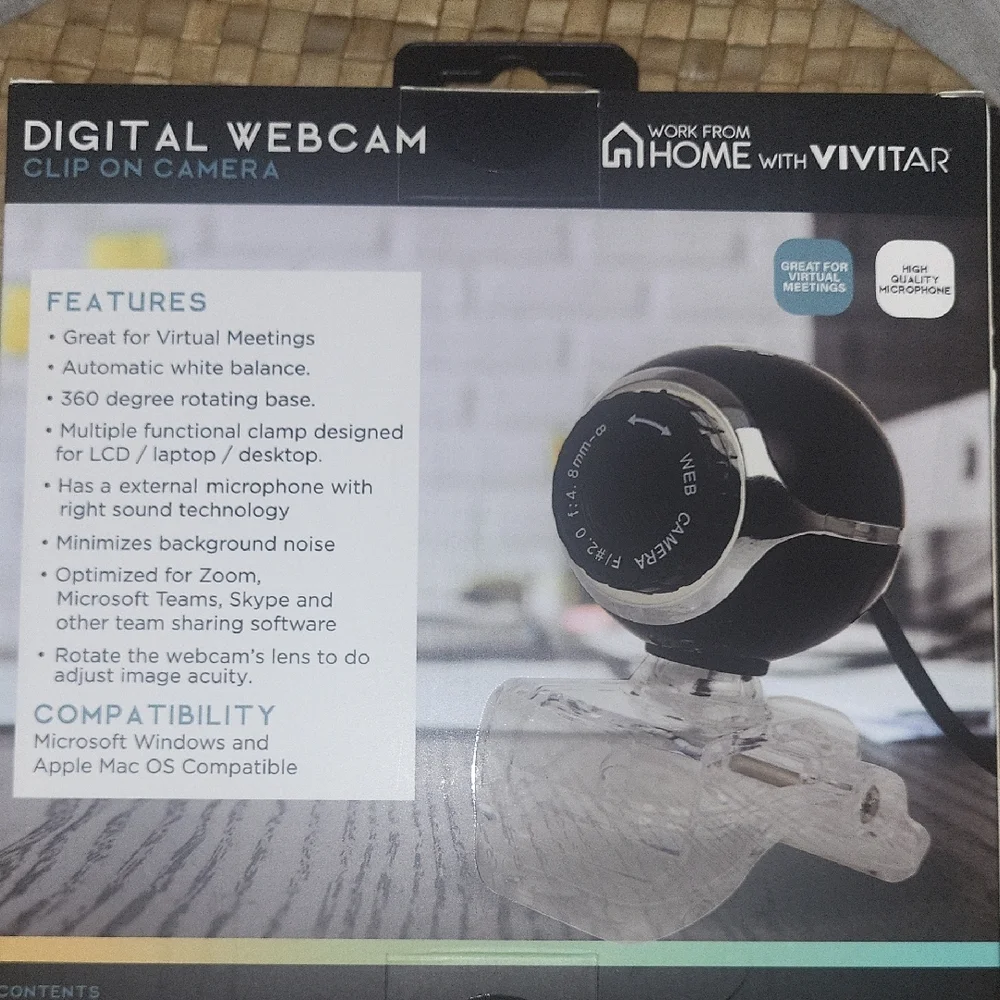 Vivitar Black Clip-On Webcam